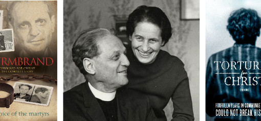 Martyrs story books and couple smiling, central image, sharing themes of faith, endurance, and spirituality.