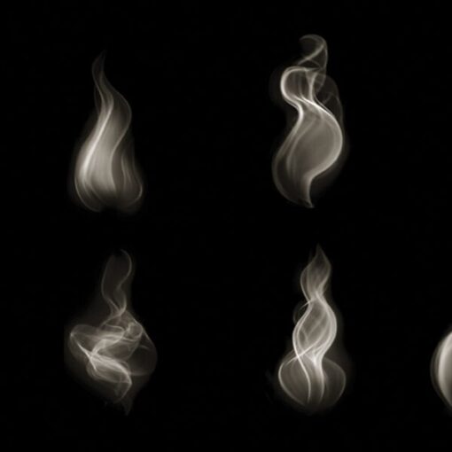 Abstract smoke shapes floating on a dark background, creating a mystical, artistic pattern.